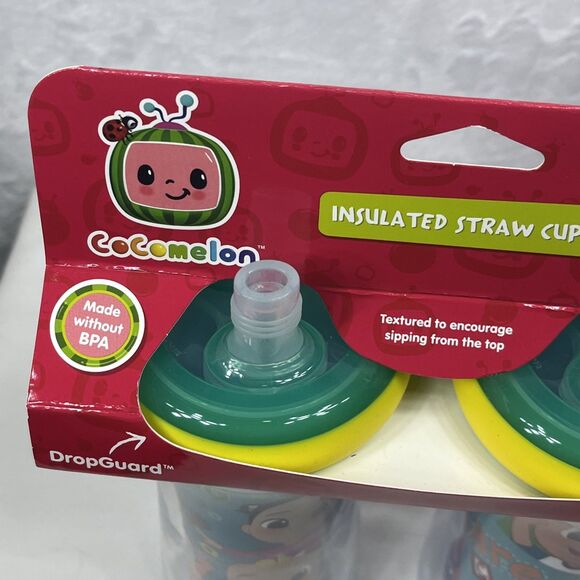 TOMY Cocomelon 2pk Insulated Straw Cups 9 fl oz 18 Months+ Sippy Cup NEW - Picture 8 of 9